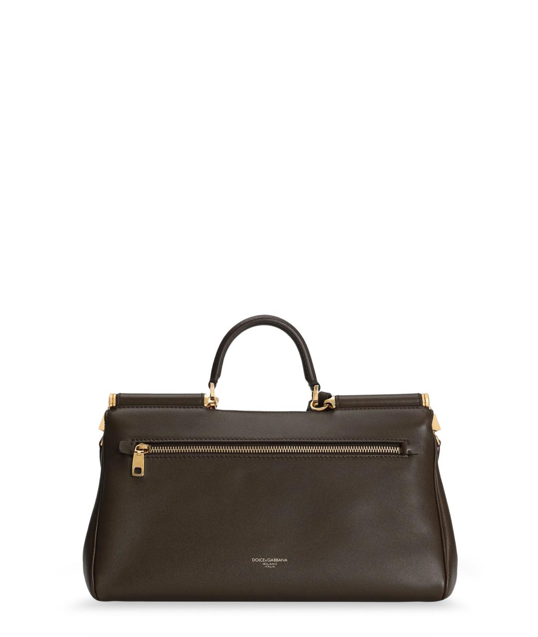 DOLCE&GABBANA Коричневая кожаная сумка тоут, фото 2