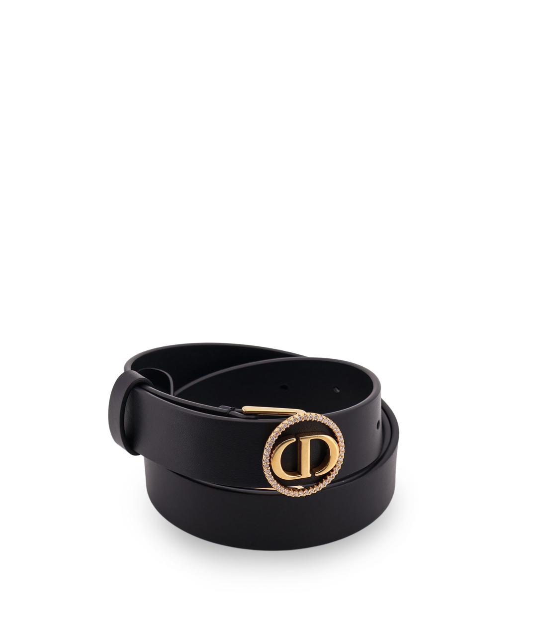 CHRISTIAN DIOR Черный кожаный ремень, фото 3