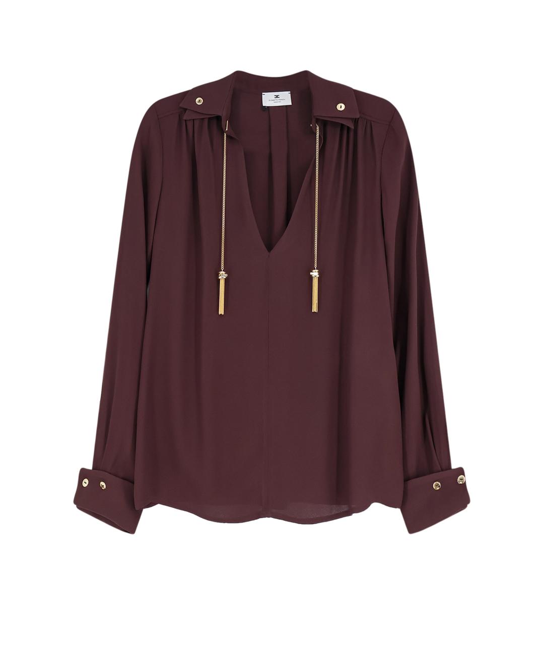 ELISABETTA FRANCHI Коричневая вискозная блузы, фото 4