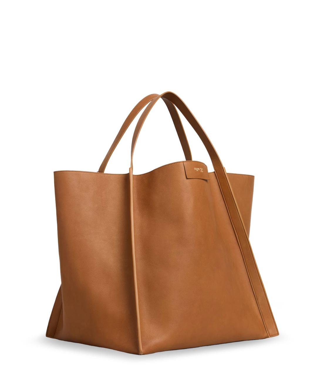 CELINE Коричневая кожаная сумка тоут, фото 3