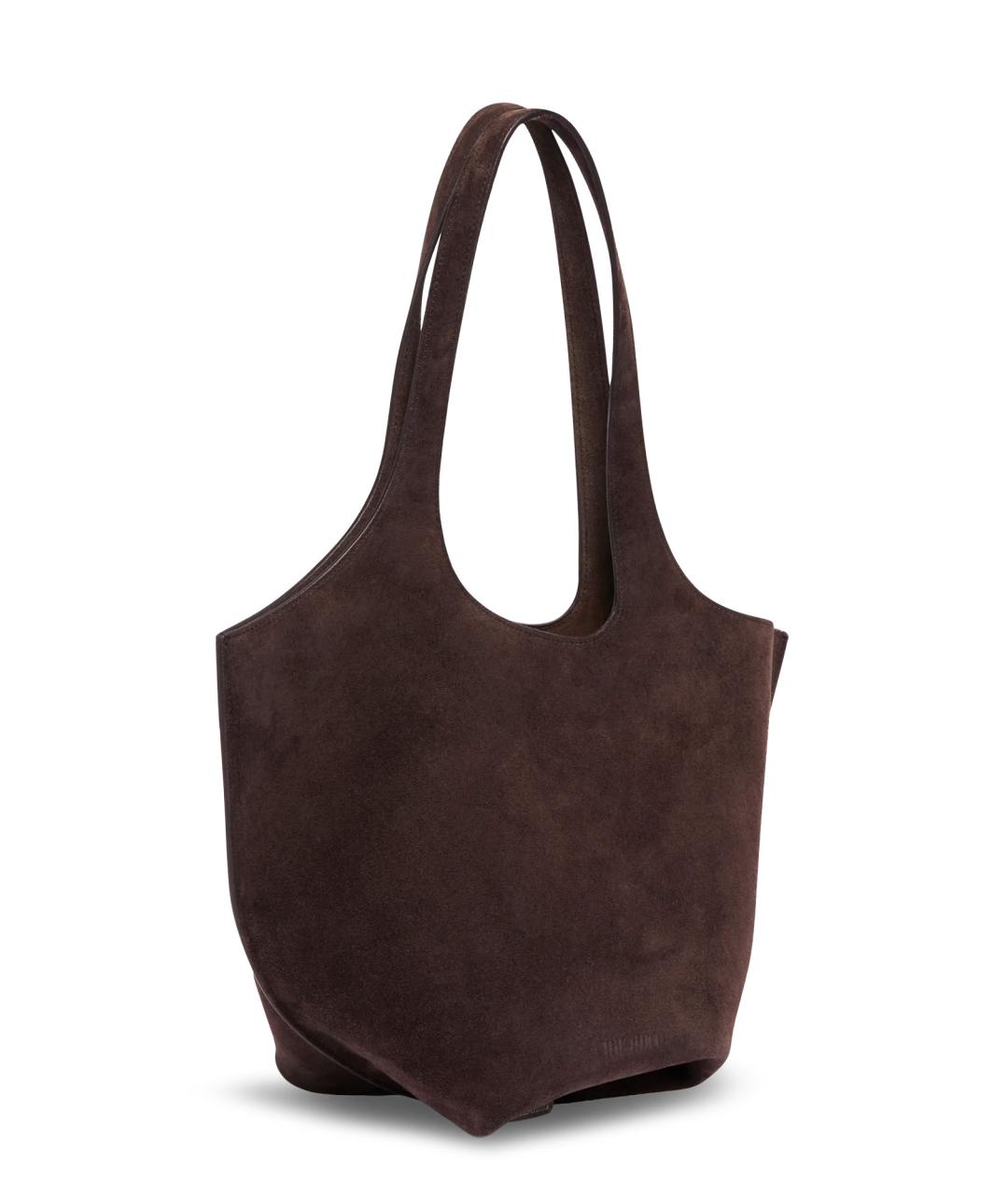 THE ATTICO Коричневая замшевая сумка тоут, фото 3