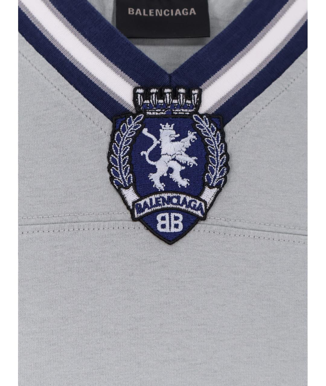 BALENCIAGA Серая хлопковая футболка, фото 3