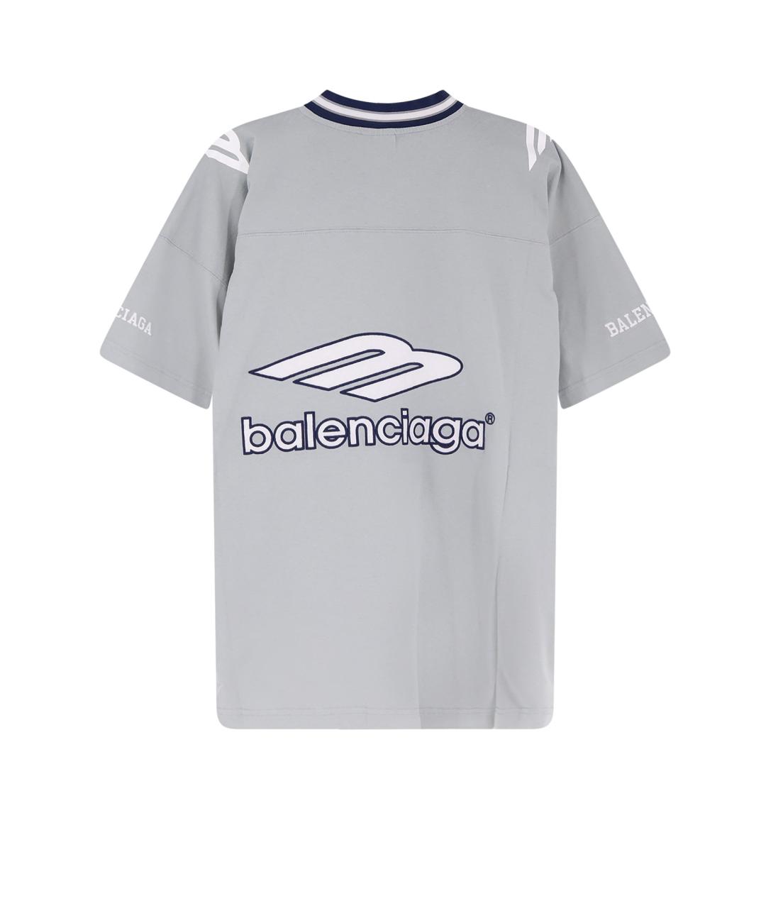 BALENCIAGA Серая хлопковая футболка, фото 2