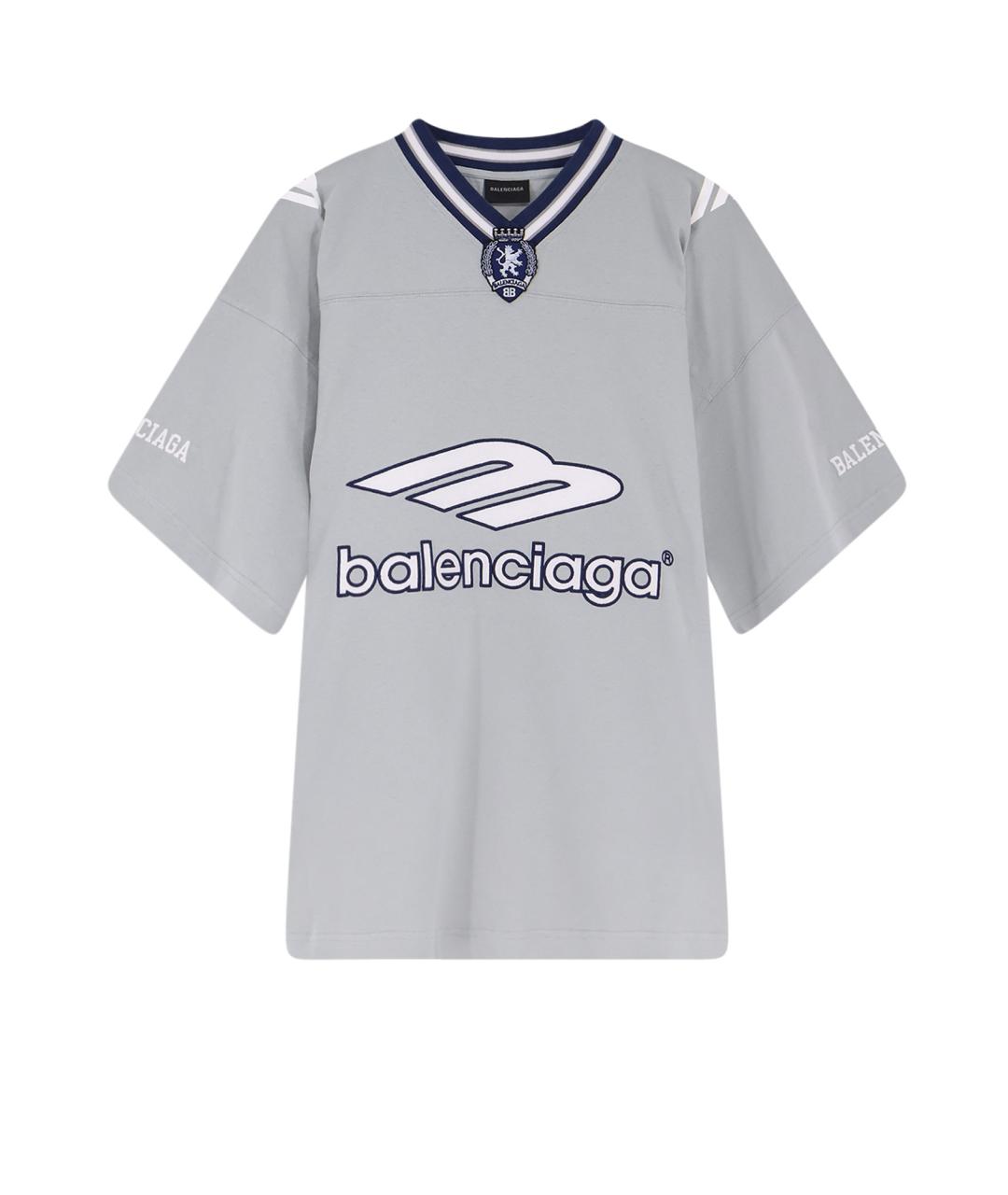 BALENCIAGA Серая хлопковая футболка, фото 1