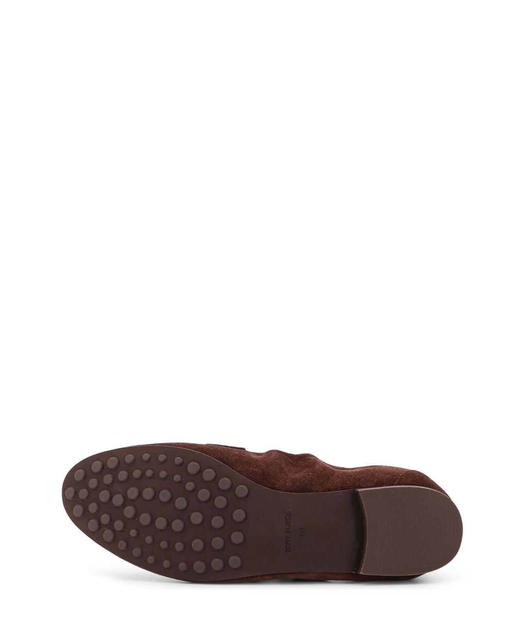 TORY BURCH Коричневые замшевые лоферы, фото 4