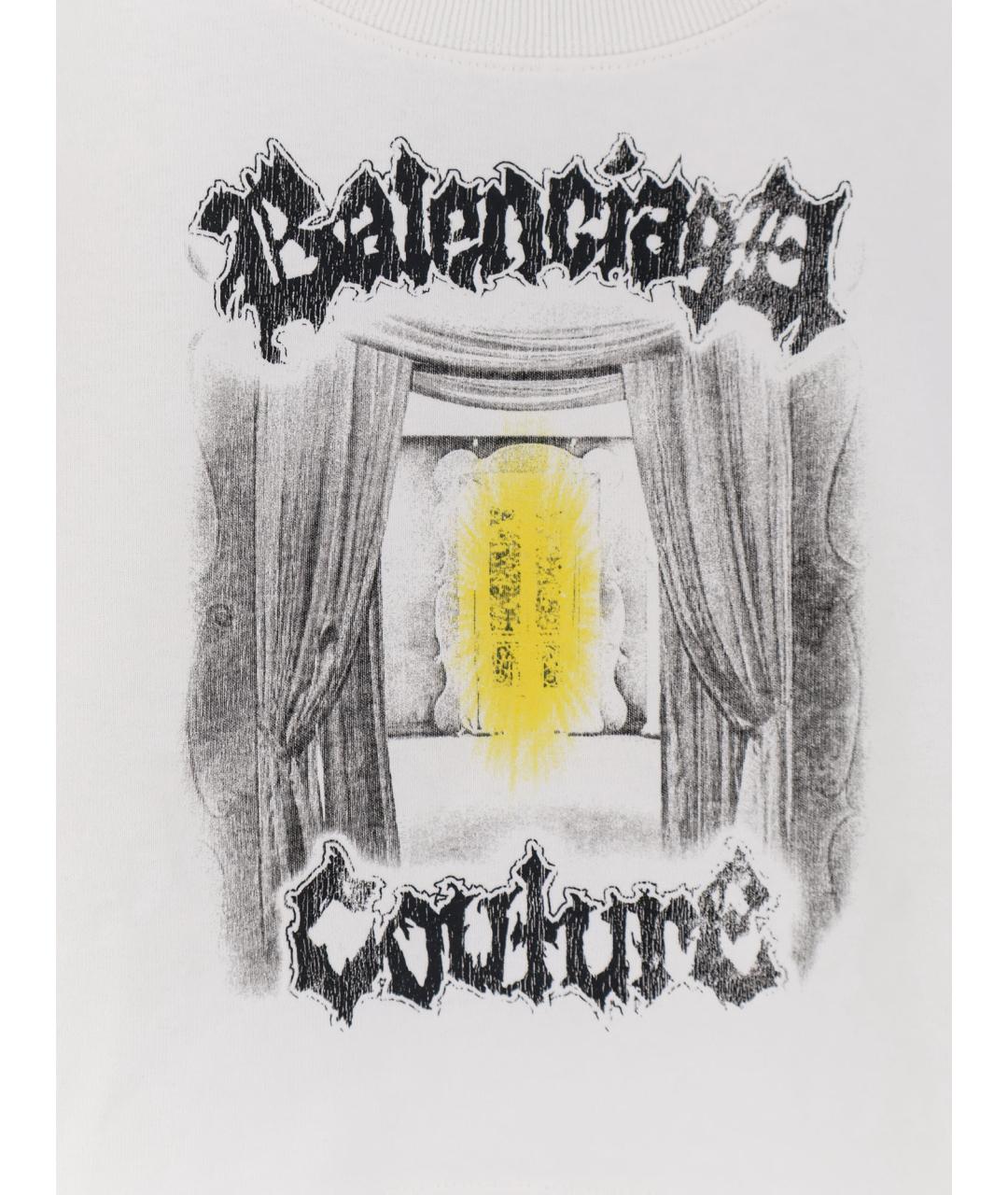 BALENCIAGA Белая хлопковая футболка, фото 3