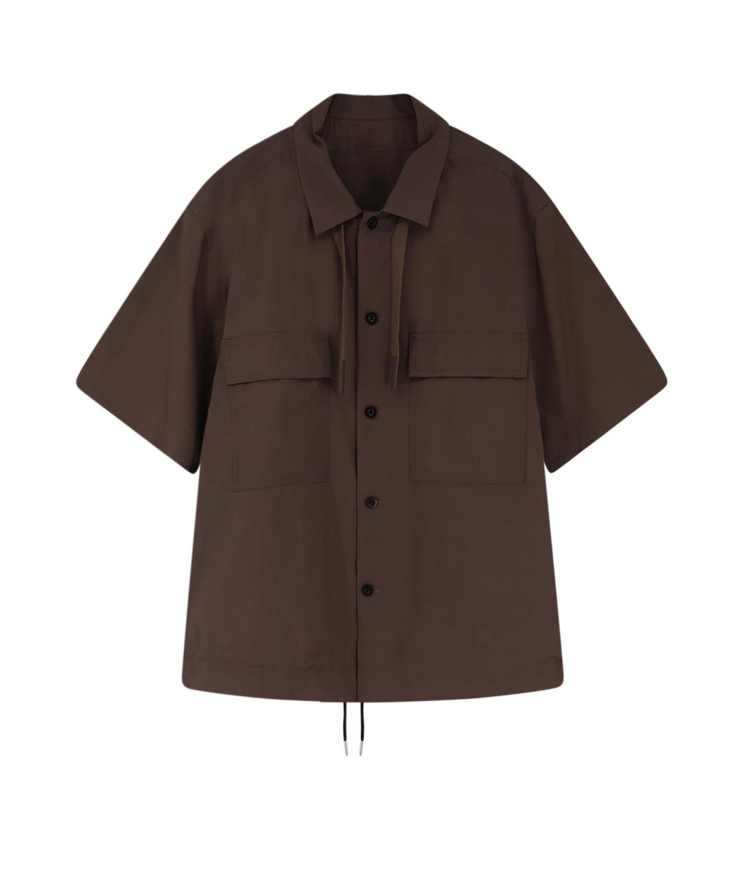 SACAI Коричневая хлопковая кэжуал рубашка, фото 4