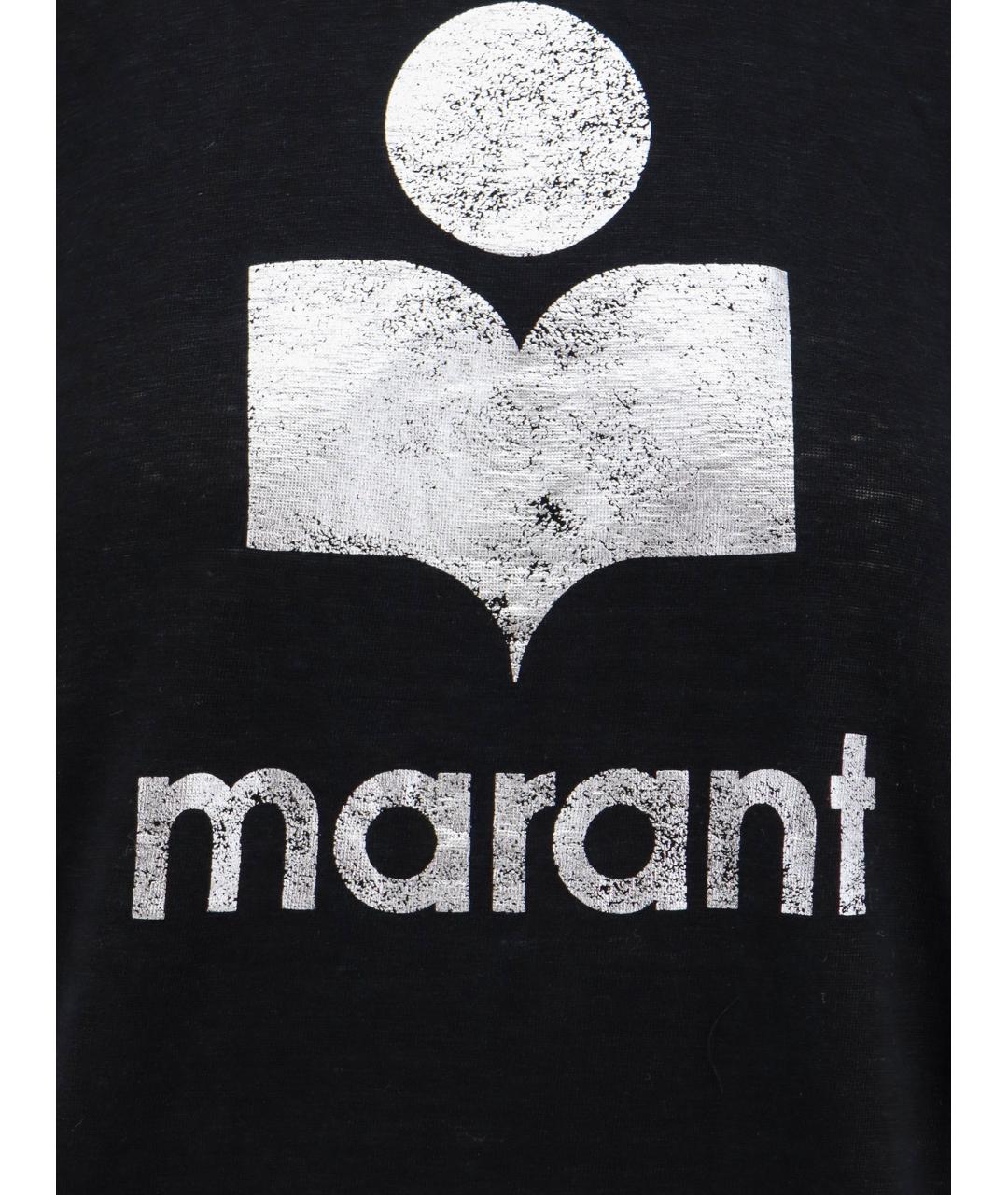 ISABEL MARANT ETOILE Черная льняная футболка, фото 3