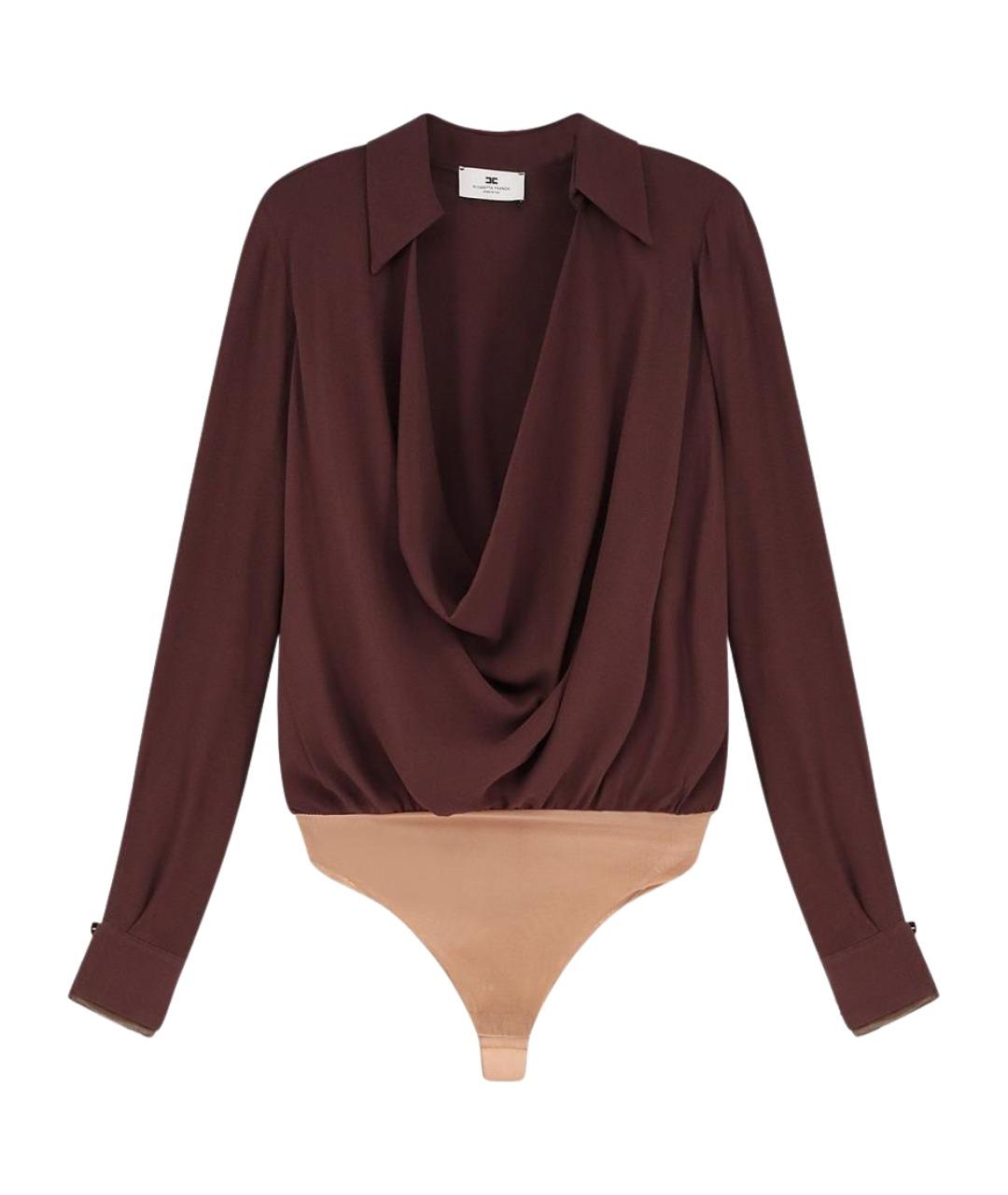 ELISABETTA FRANCHI Коричневое вискозное боди, фото 1