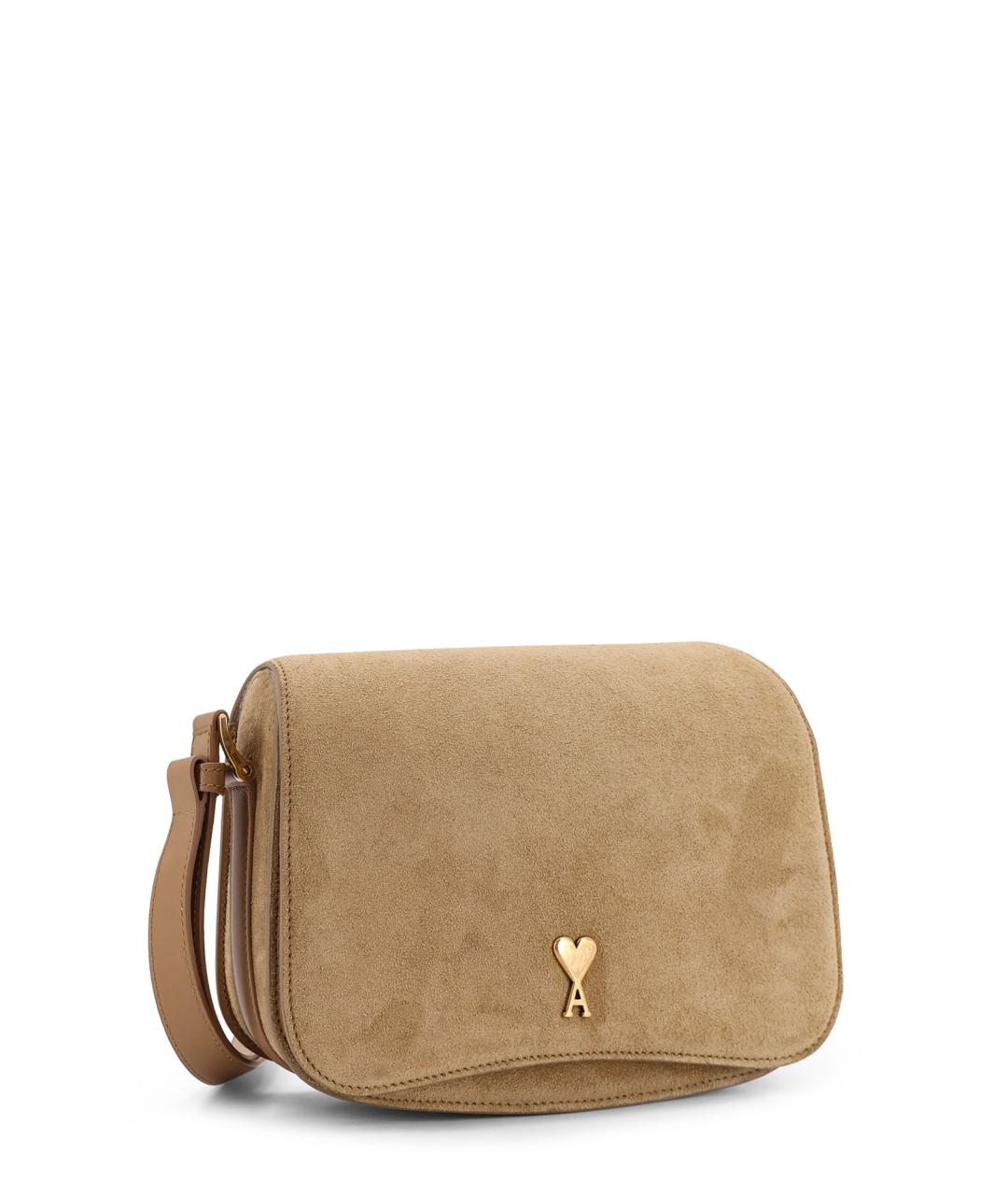 Ami Paris Бежевая замшевая сумка через плечо, фото 3