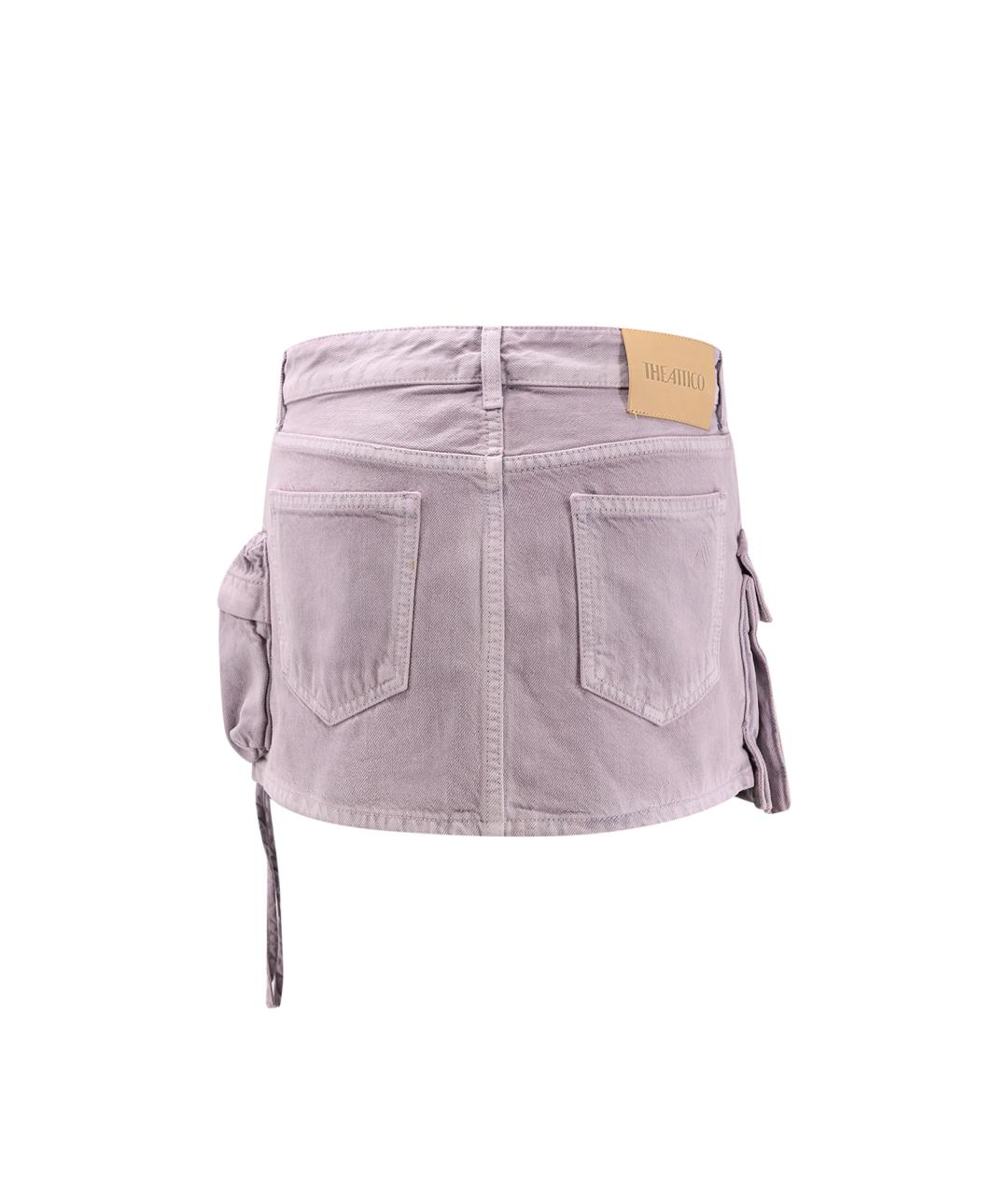 THE ATTICO Фиолетовая хлопковая юбка мини, фото 2