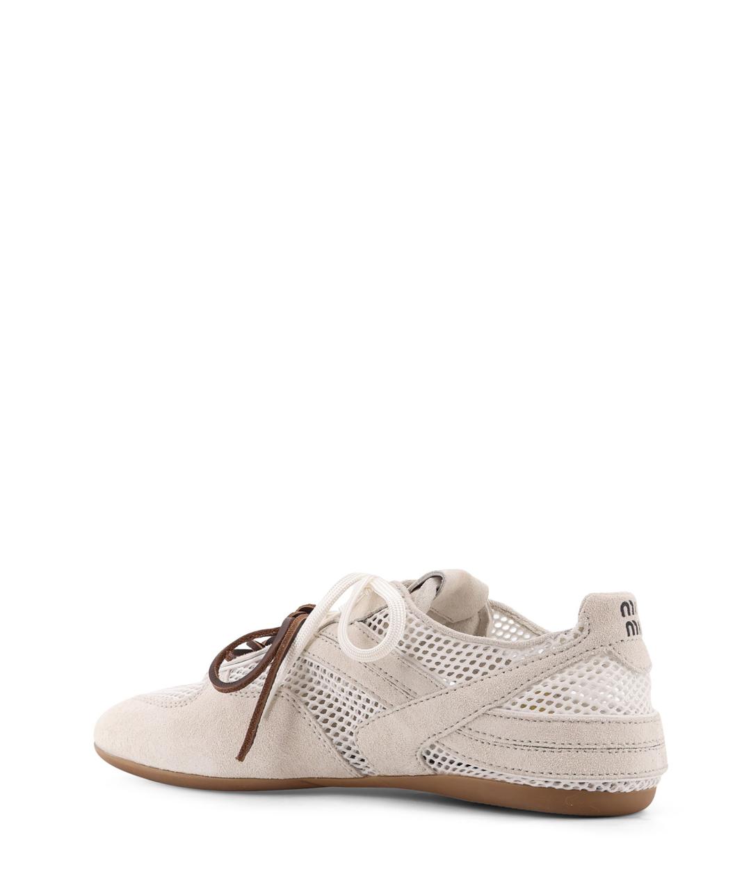 MIU MIU Бежевые замшевые кроссовки, фото 3