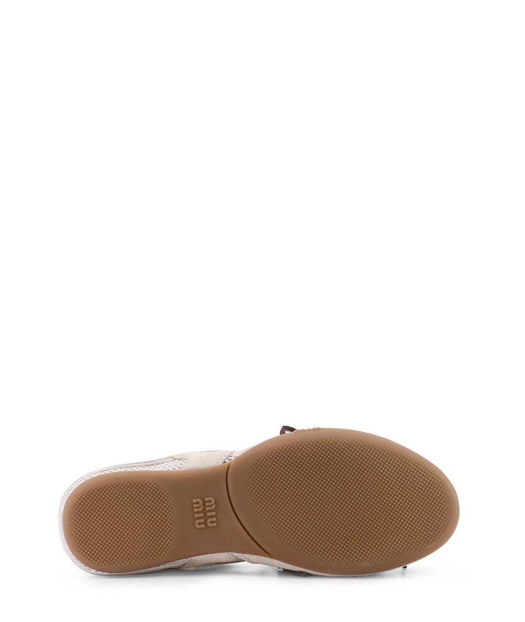 MIU MIU Бежевые замшевые кроссовки, фото 4