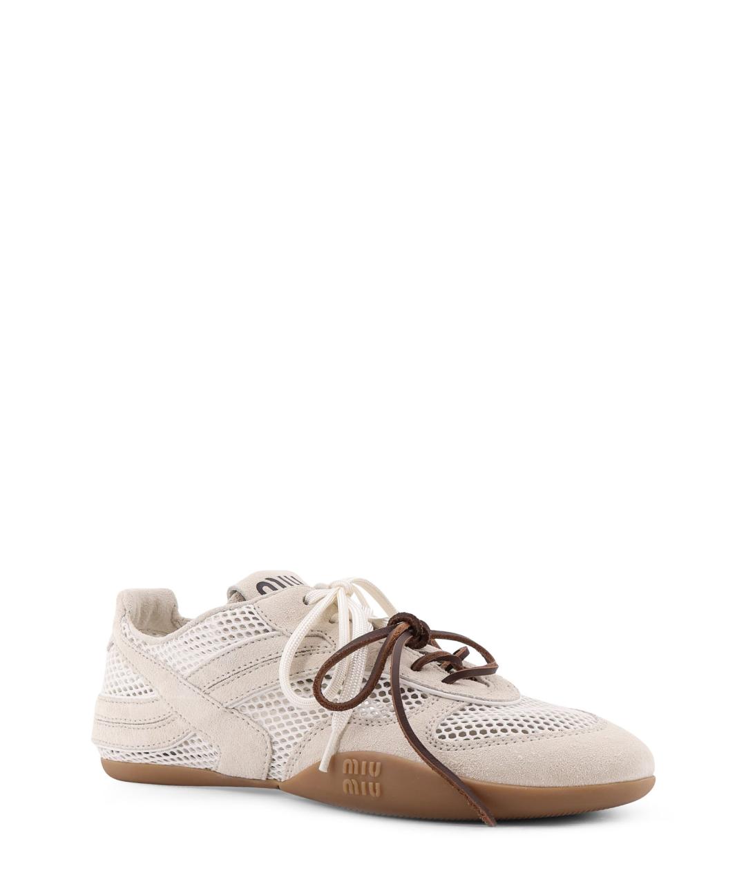 MIU MIU Бежевые замшевые кроссовки, фото 2