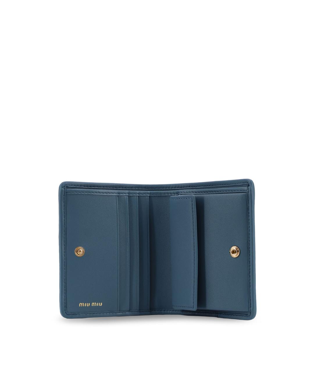 MIU MIU Синий кожаный кошелек, фото 3