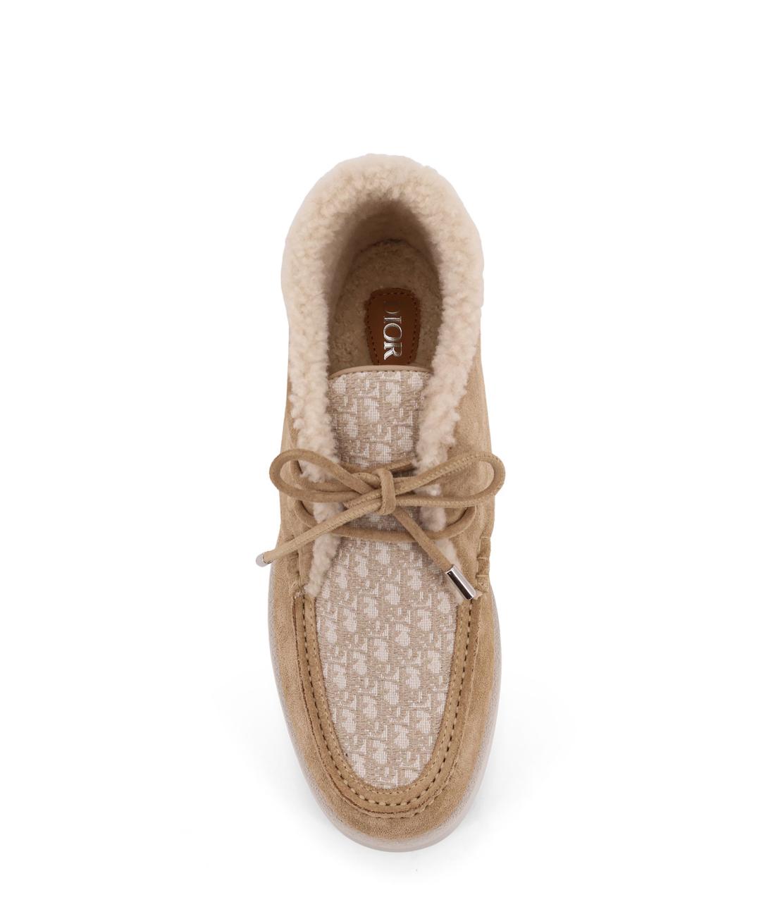 CHRISTIAN DIOR Бежевые замшевые низкие ботинки, фото 4