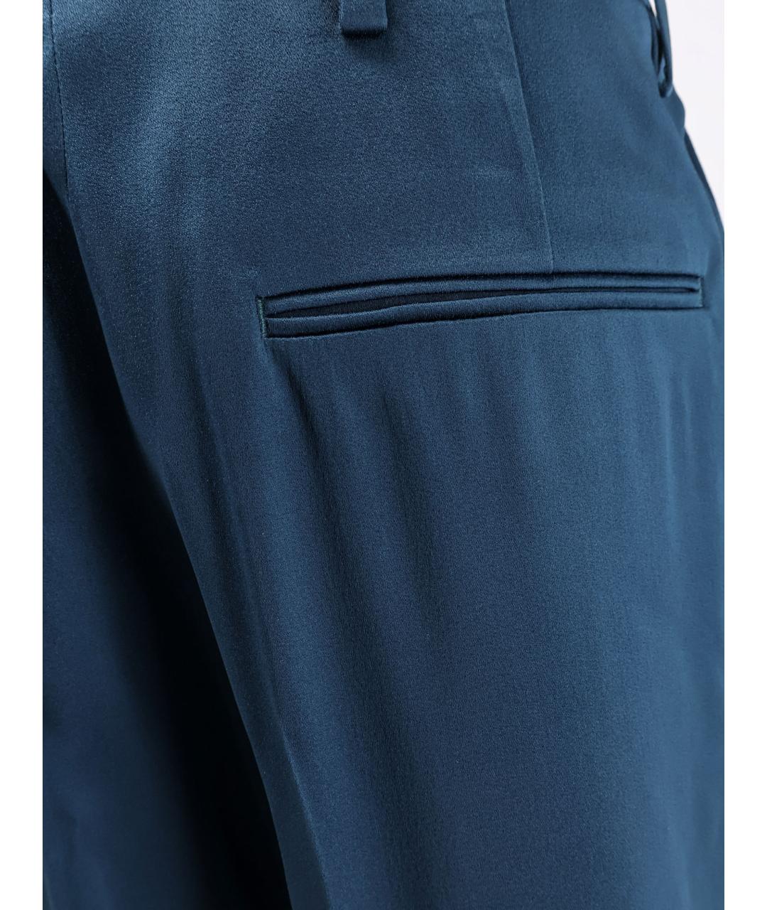 DRIES VAN NOTEN Синие ацетатные прямые брюки, фото 3