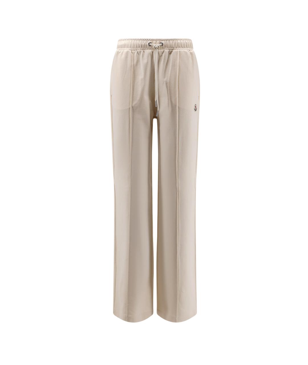 MONCLER Бежевые хлопковые прямые брюки, фото 1