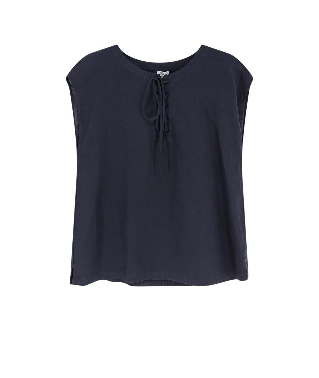 ASPESI Темно-синяя льняная блузы, фото 4