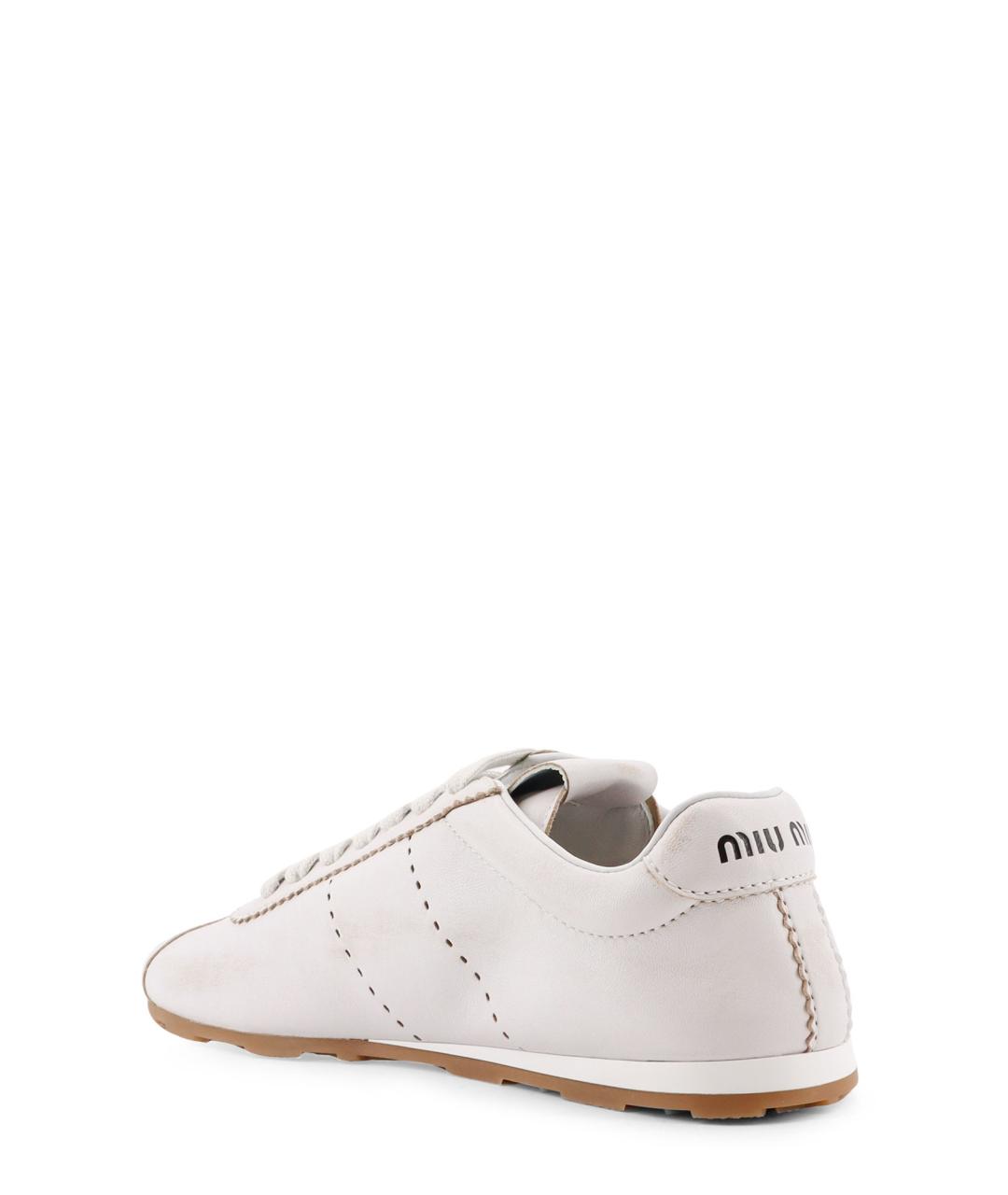 MIU MIU Белые кожаные кроссовки, фото 3
