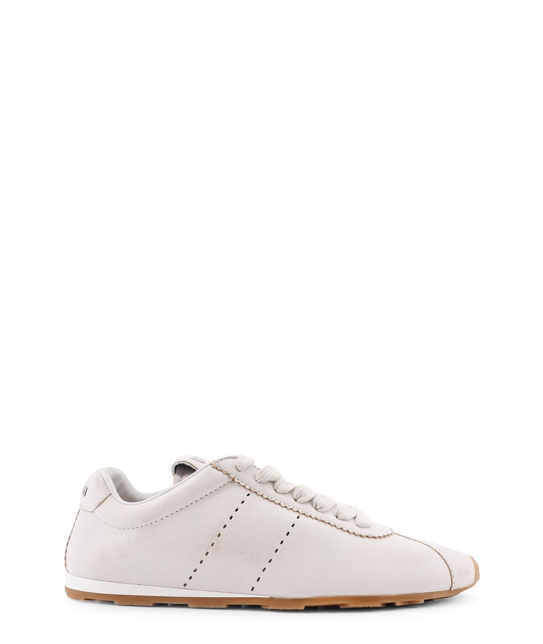 MIU MIU Белые кожаные кроссовки, фото 1