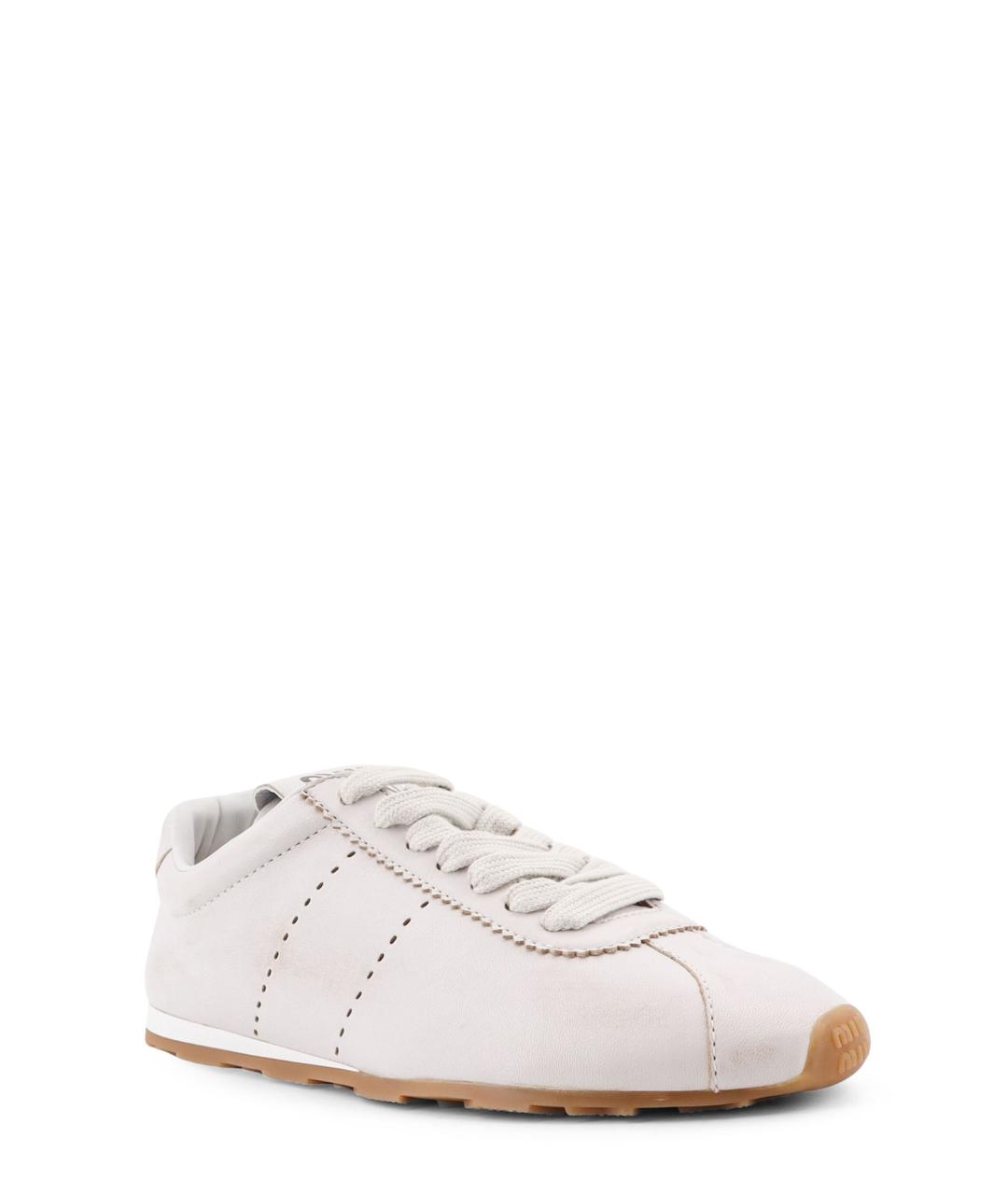 MIU MIU Белые кожаные кроссовки, фото 2