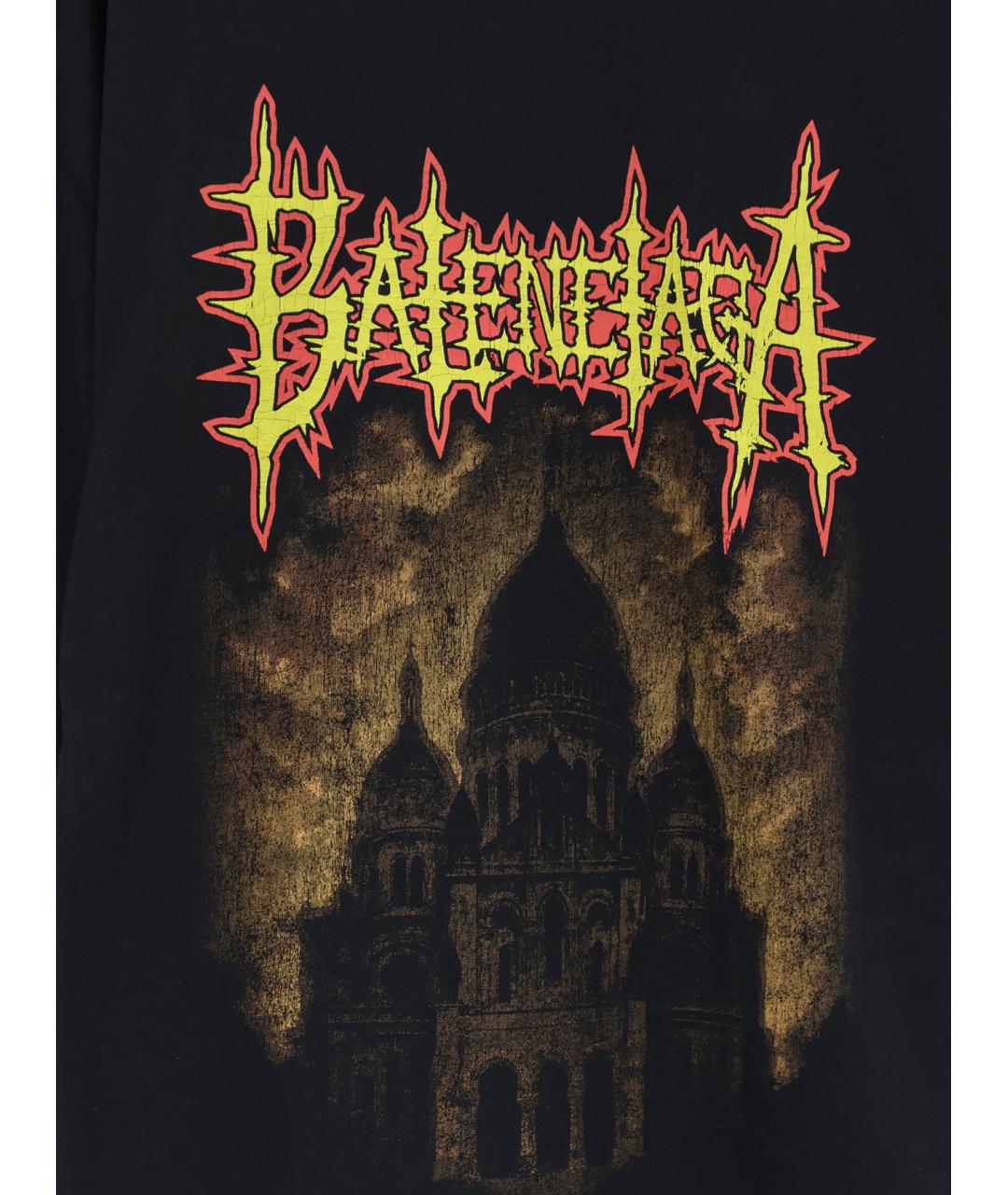 BALENCIAGA Черная хлопковая футболка, фото 3