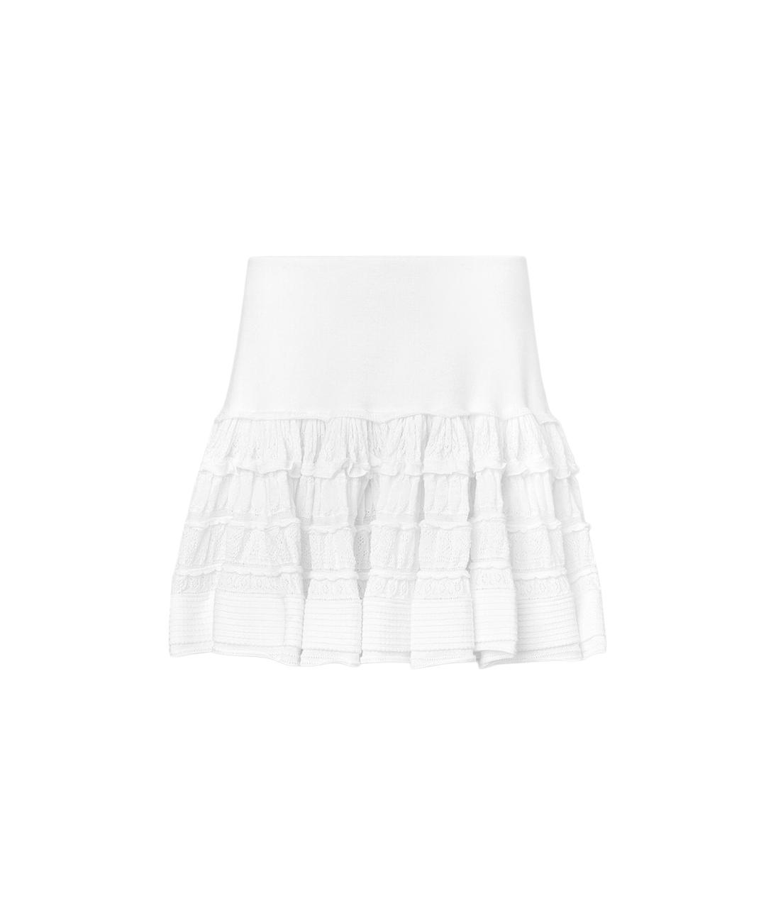 ALAIA Белая шерстяная юбка мини, фото 2