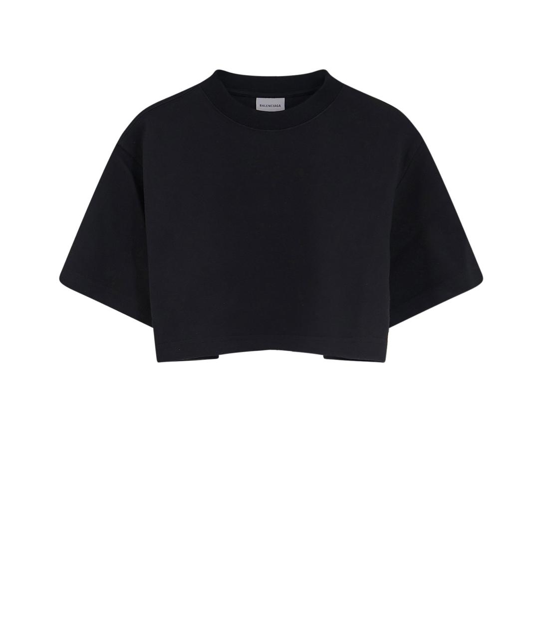 BALENCIAGA Черная хлопко-эластановая футболка, фото 1