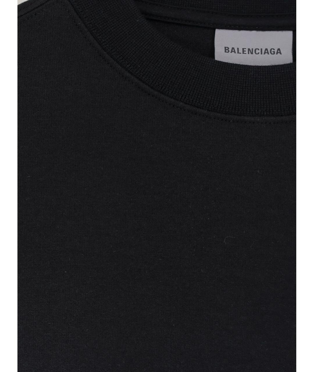 BALENCIAGA Черная хлопко-эластановая футболка, фото 2