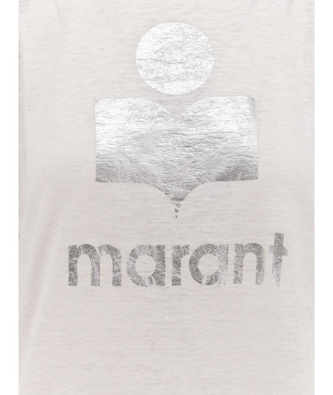 ISABEL MARANT ETOILE Серая льняная футболка, фото 3