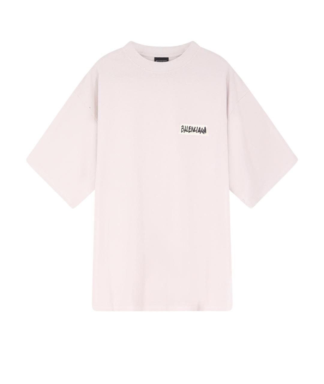 BALENCIAGA Розовая хлопковая футболка, фото 1