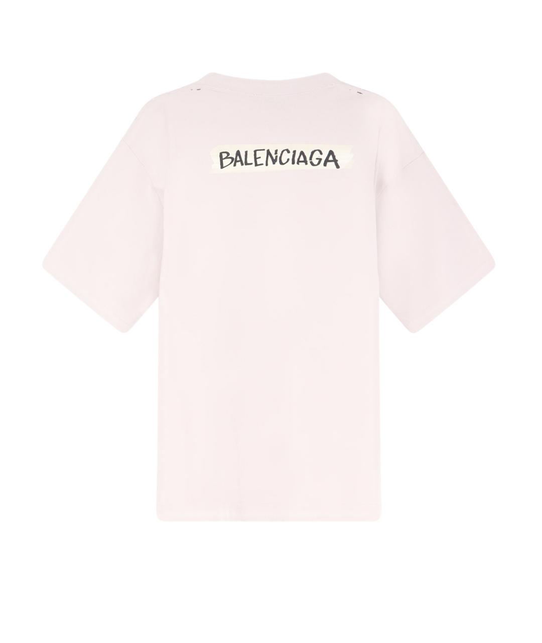 BALENCIAGA Розовая хлопковая футболка, фото 2