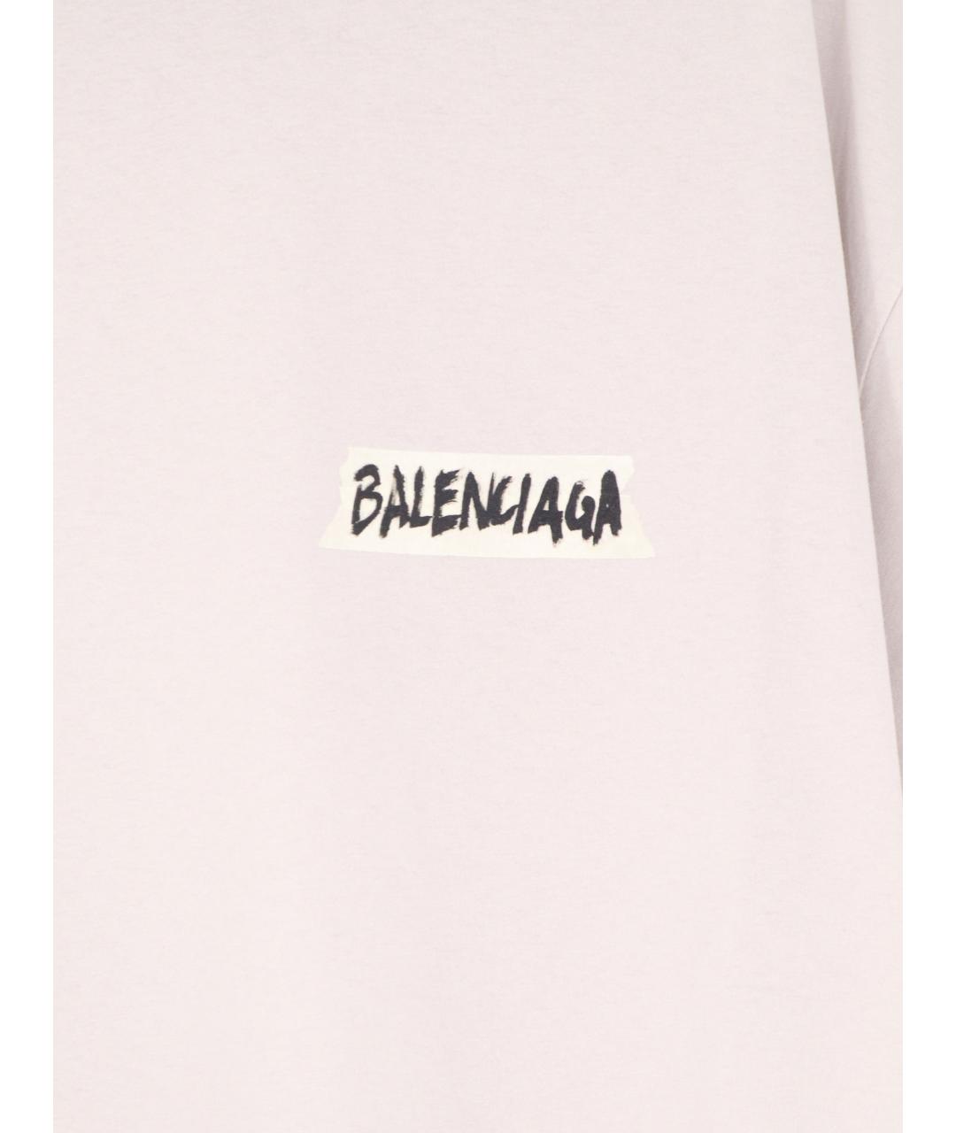 BALENCIAGA Розовая хлопковая футболка, фото 3