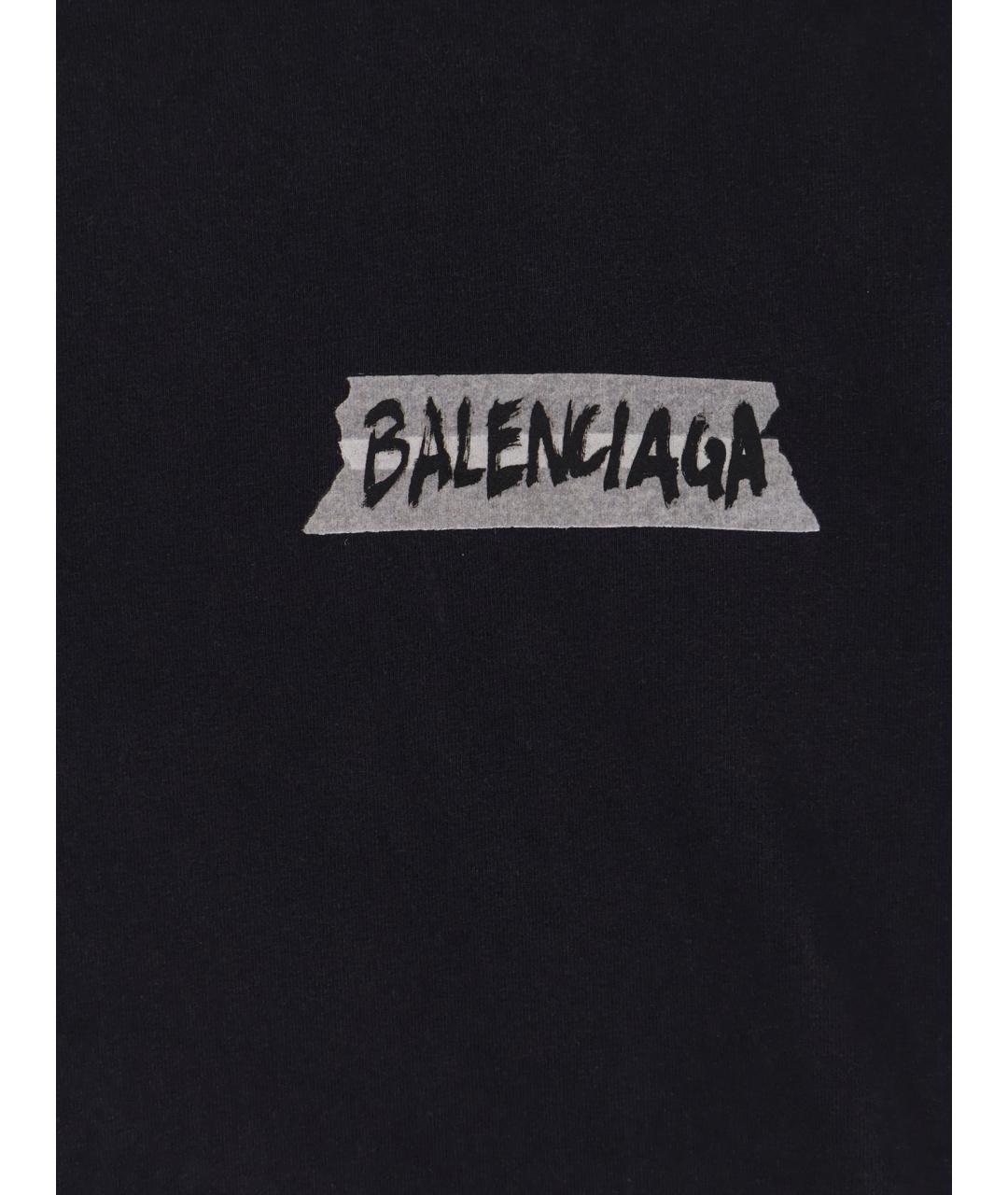 BALENCIAGA Черная хлопковая футболка, фото 3