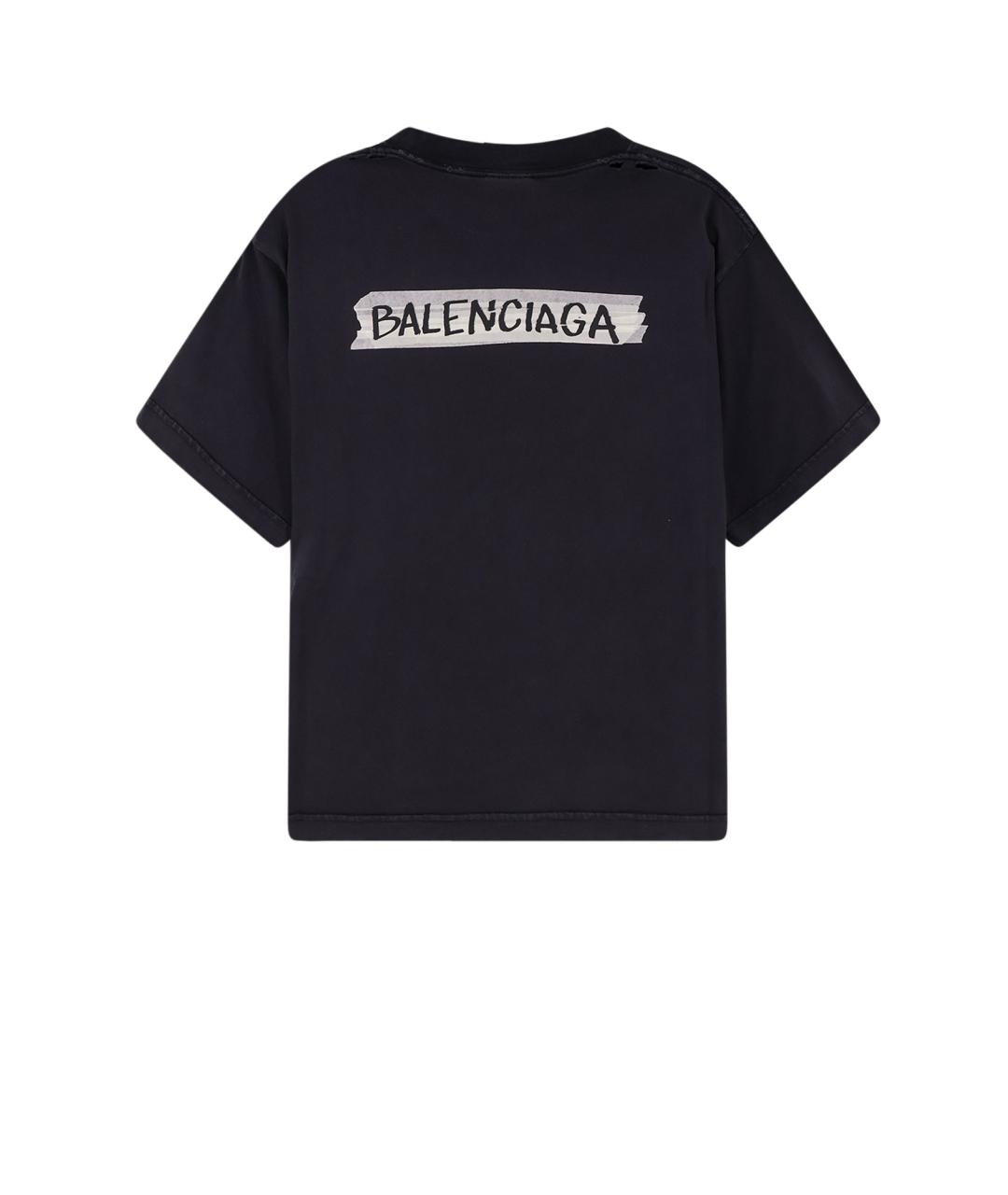 BALENCIAGA Черная хлопковая футболка, фото 2