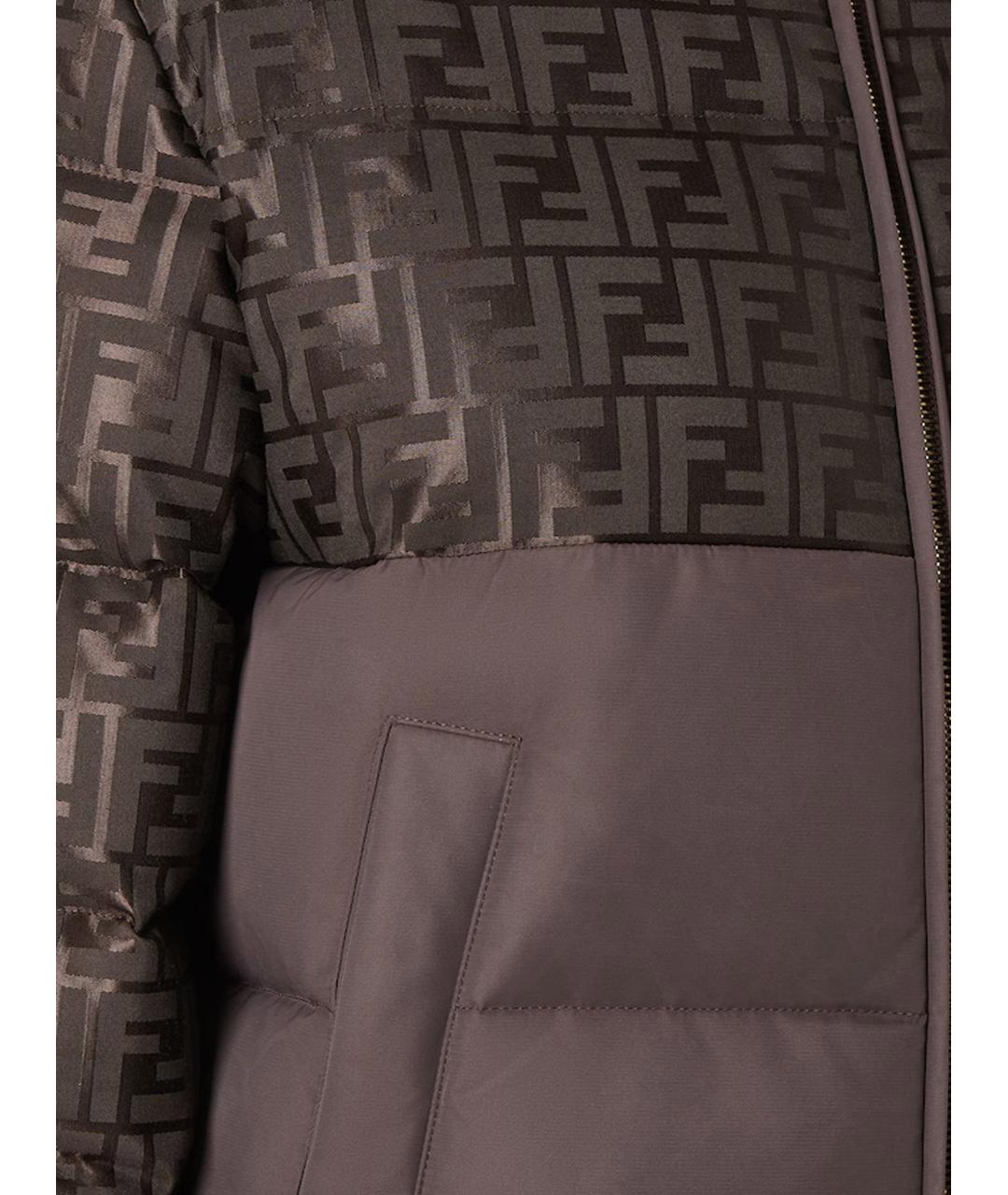 FENDI Коричневый полиамидовый пуховик, фото 3