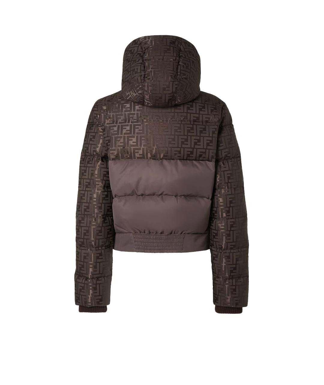 FENDI Коричневый полиамидовый пуховик, фото 2