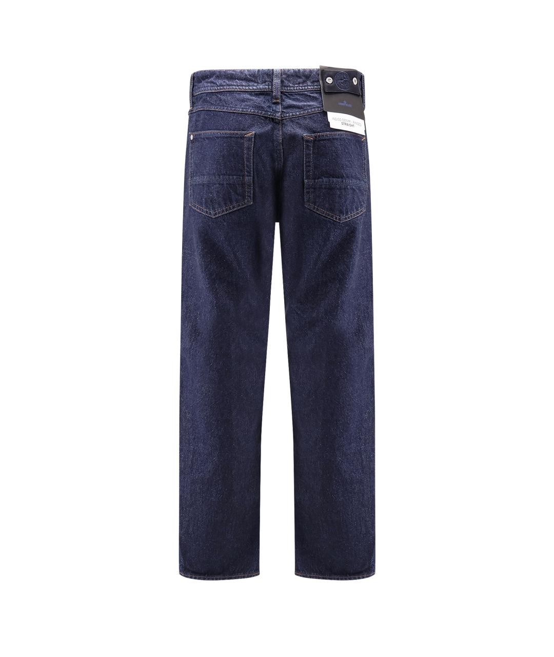 STONE ISLAND Темно-синие хлопковые прямые джинсы, фото 2