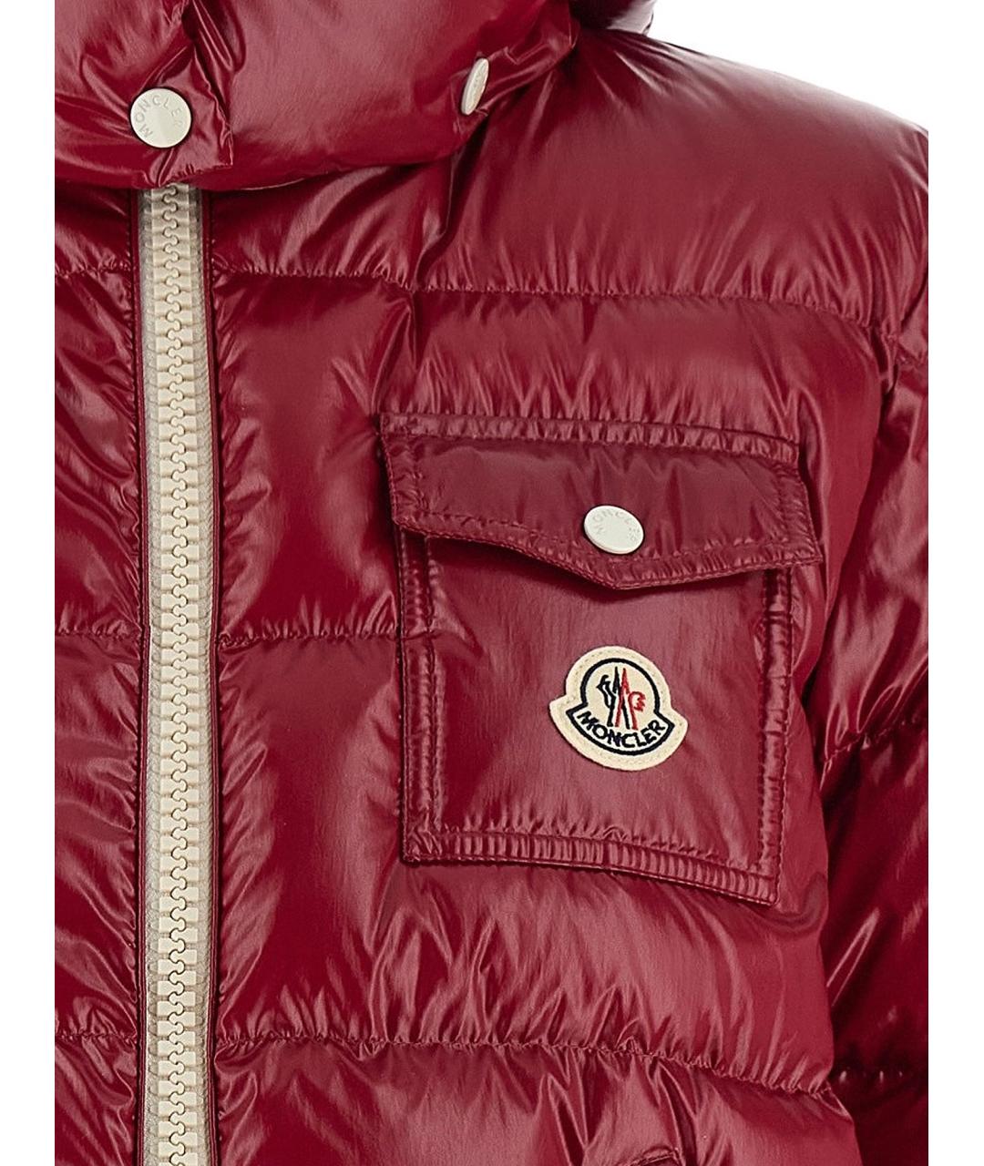MONCLER Красный полиамидовый пуховик, фото 3