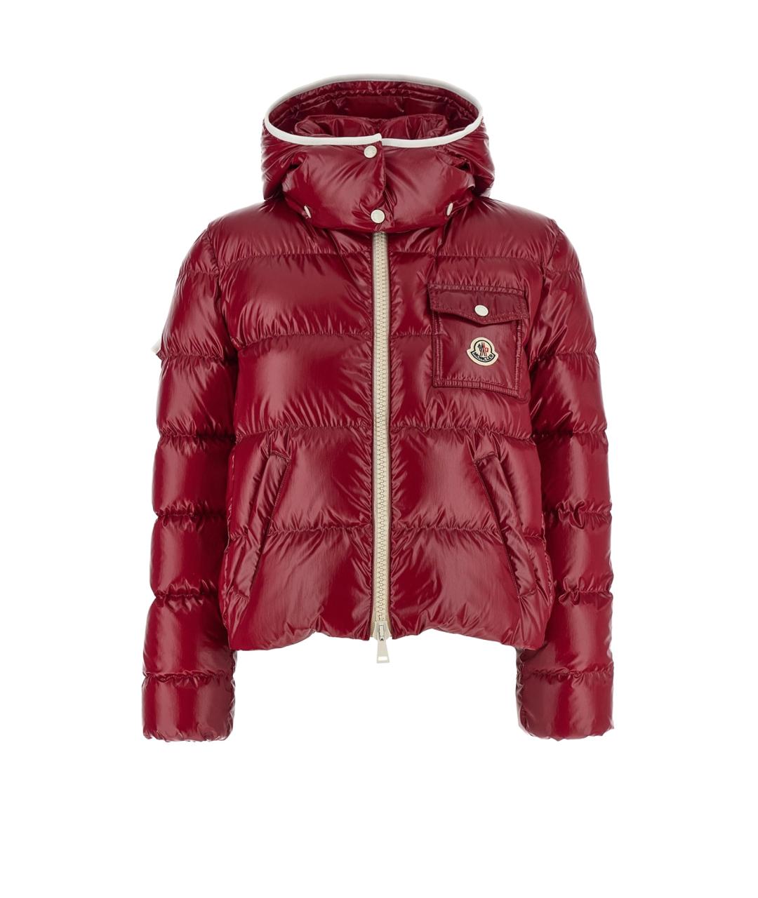 MONCLER Красный полиамидовый пуховик, фото 1
