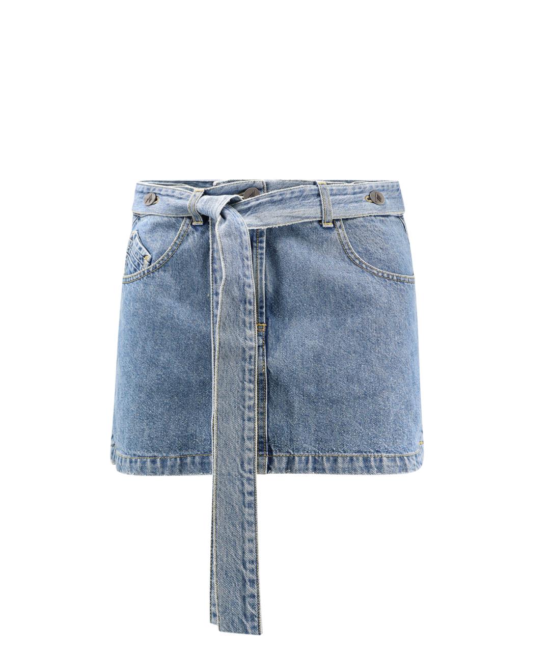 THE ATTICO Голубая хлопковая юбка мини, фото 1