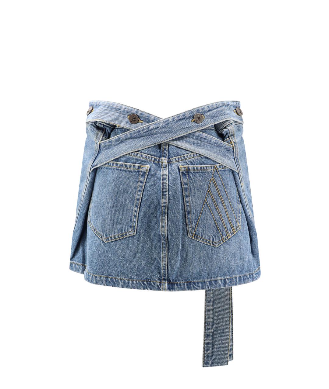 THE ATTICO Голубая хлопковая юбка мини, фото 2