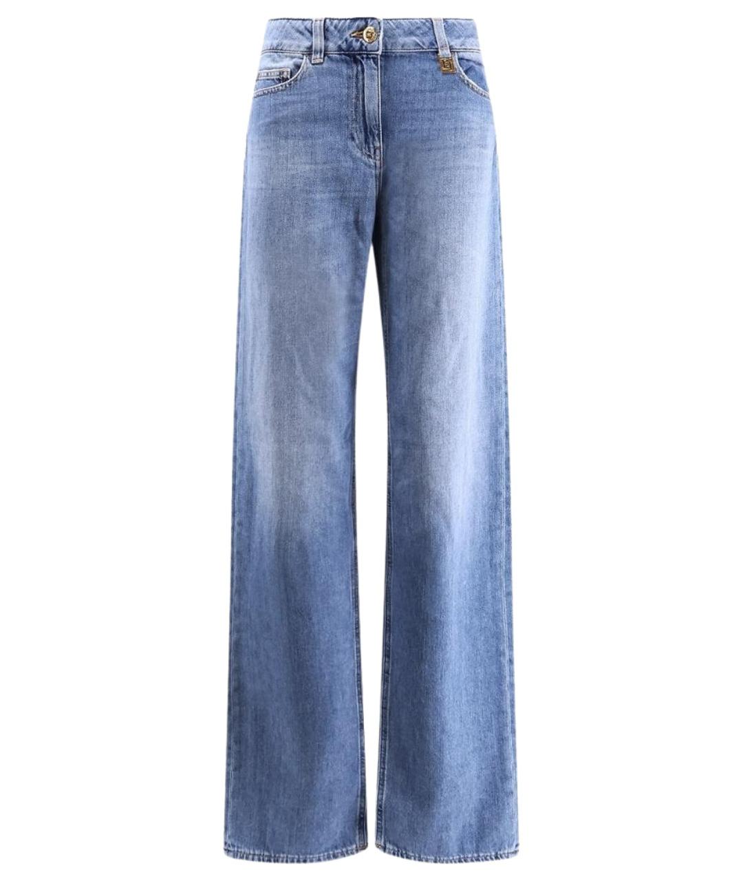 ELISABETTA FRANCHI Голубые хлопковые прямые джинсы, фото 1