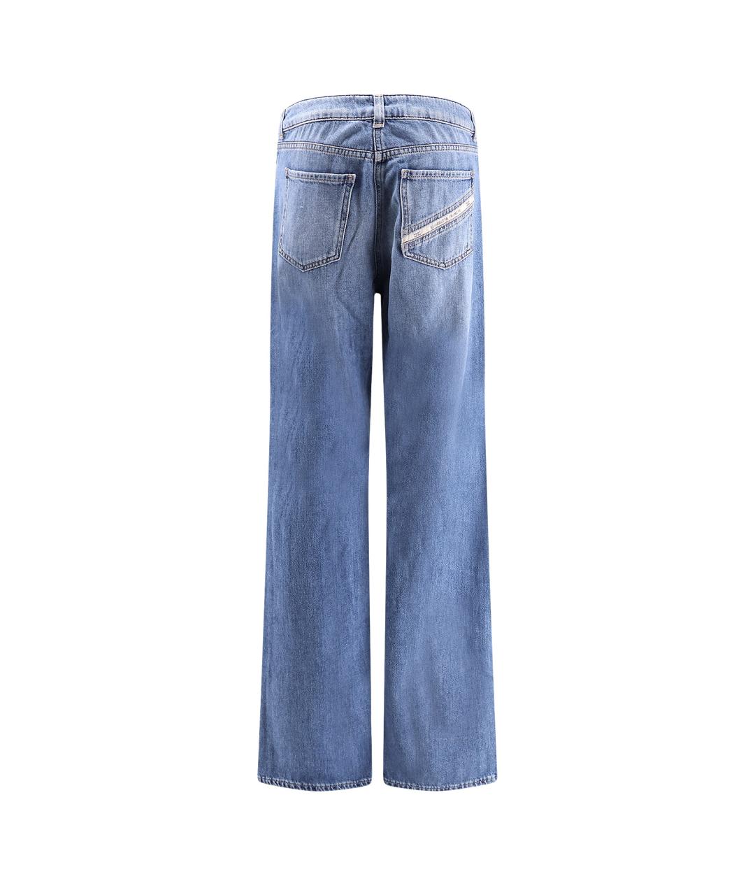 ELISABETTA FRANCHI Голубые хлопковые прямые джинсы, фото 2