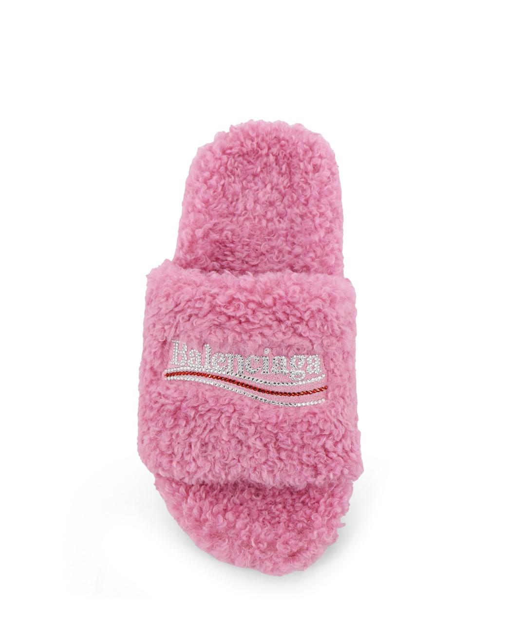 BALENCIAGA Розовые текстильные шлепанцы, фото 5