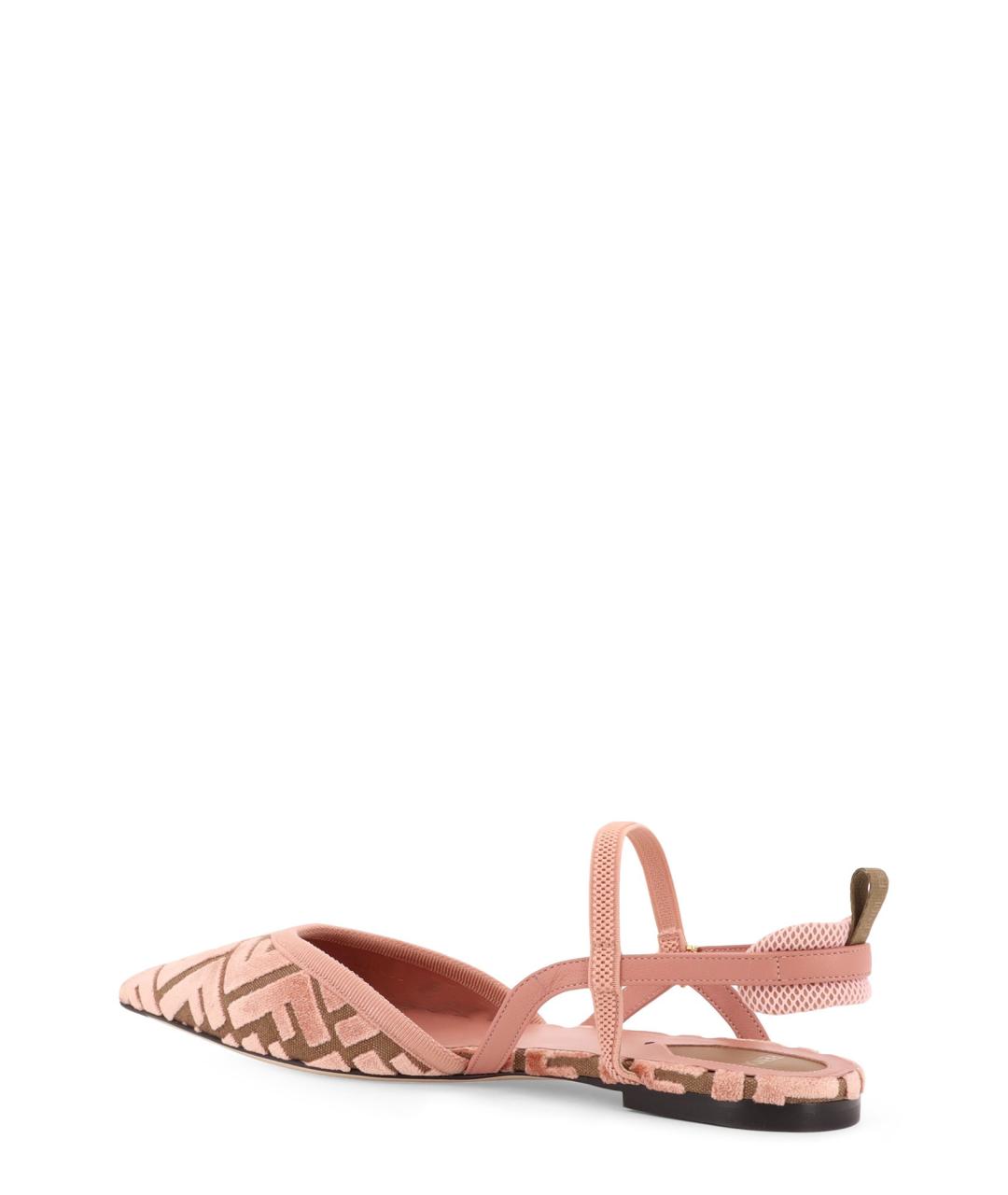 FENDI Розовые текстильные балетки, фото 3