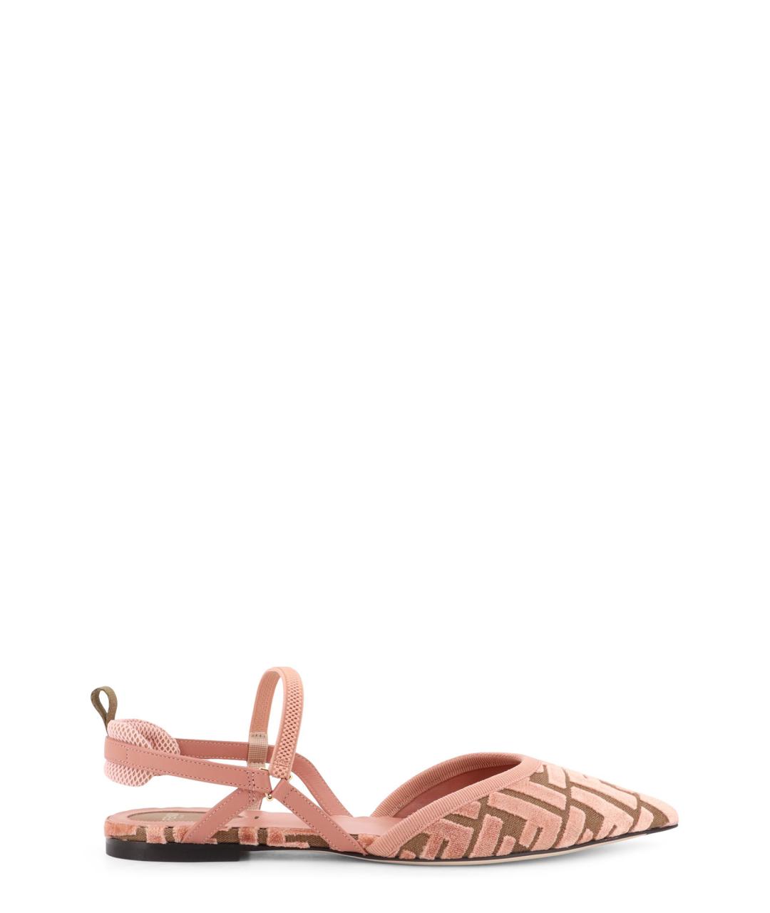 FENDI Розовые текстильные балетки, фото 1