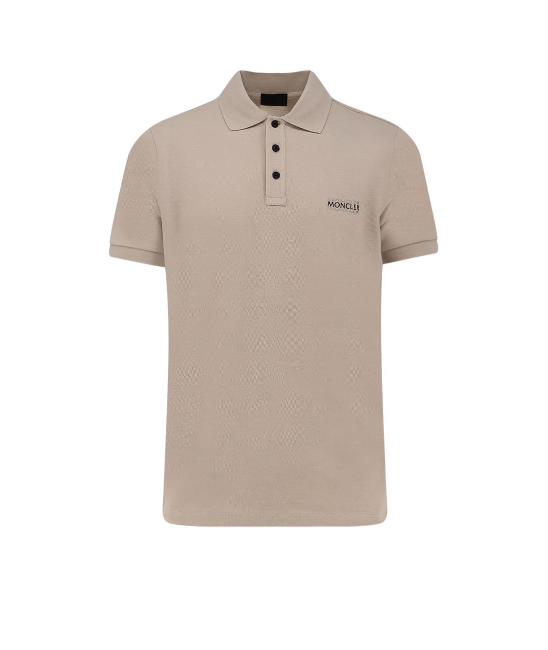 MONCLER Бежевое хлопковое поло с коротким рукавом, фото 1