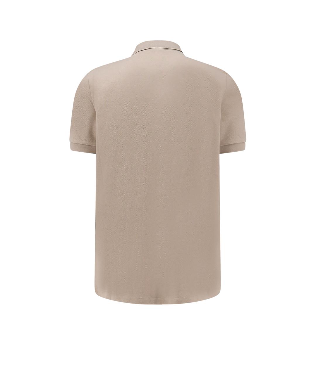 MONCLER Бежевое хлопковое поло с коротким рукавом, фото 2